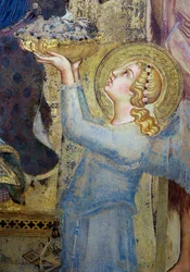 Maesta: Engel bietet der Jungfrau Blumen an (Detail)
